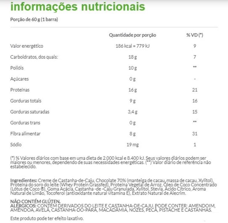 Informações nutricionais