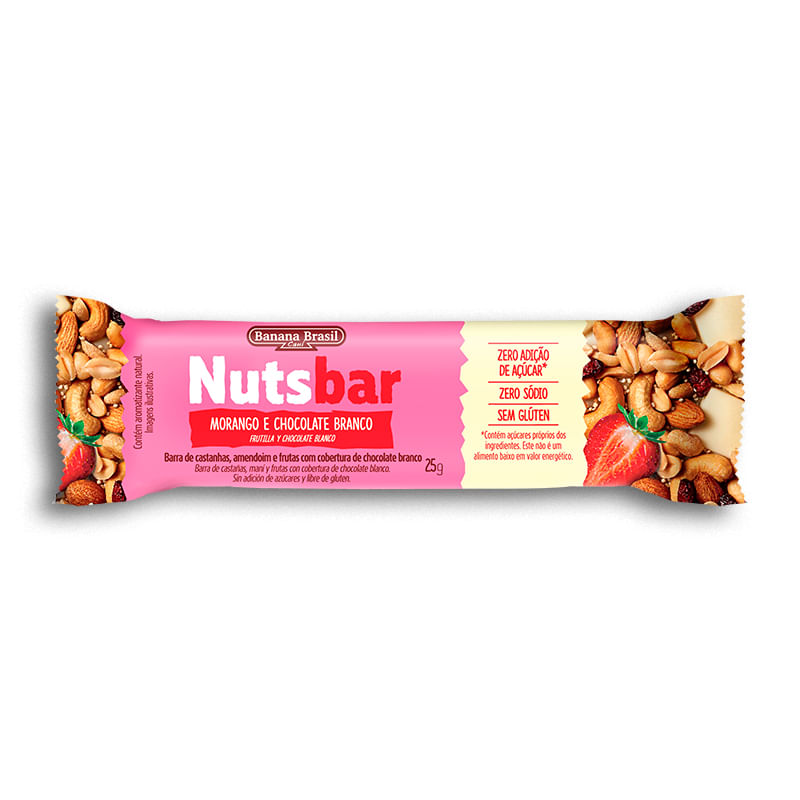 Nuts Bar Castanhas Morango E Choco Branco 25g - Banana Brasil