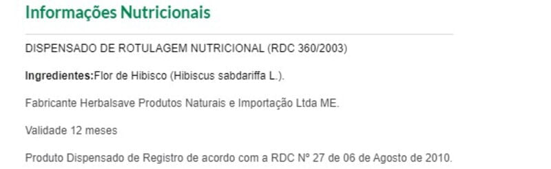 Informações nutricionais