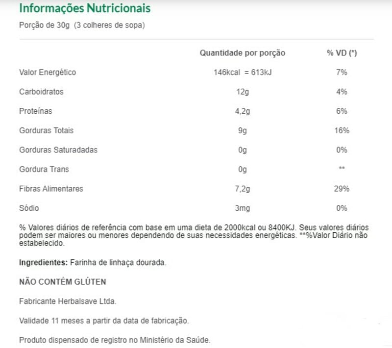 Informações nutricionais