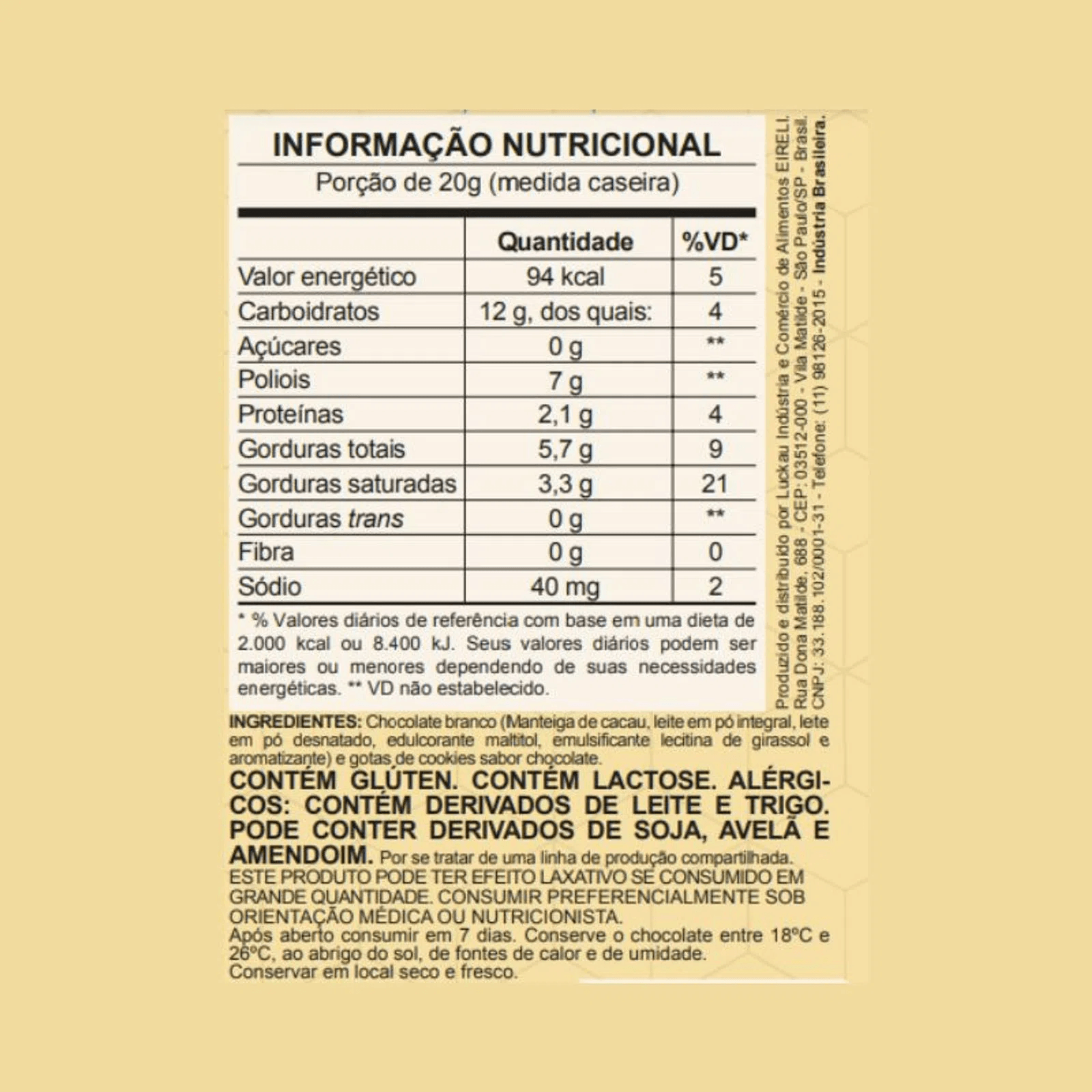 Informações nutricionais