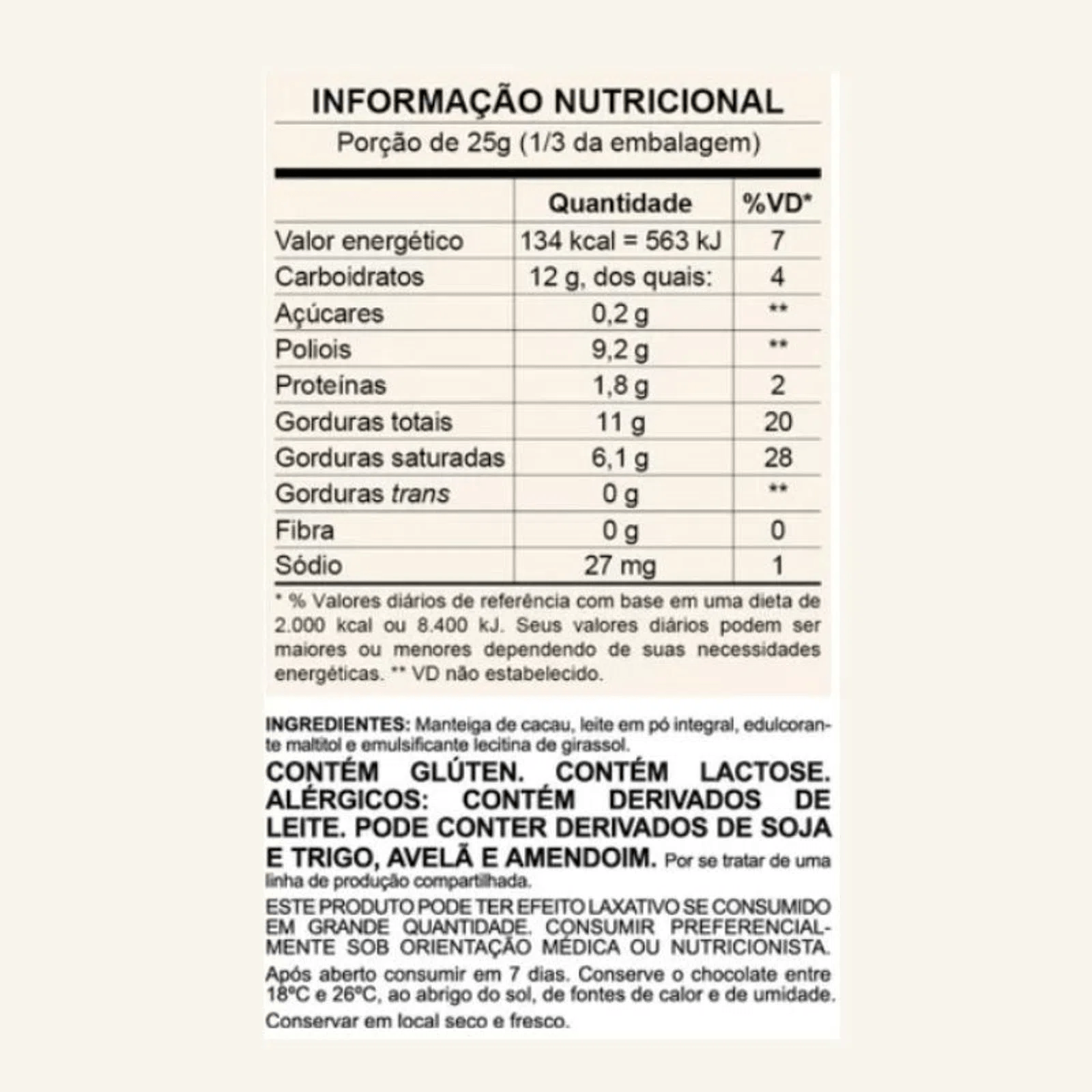 Informações nutricionais