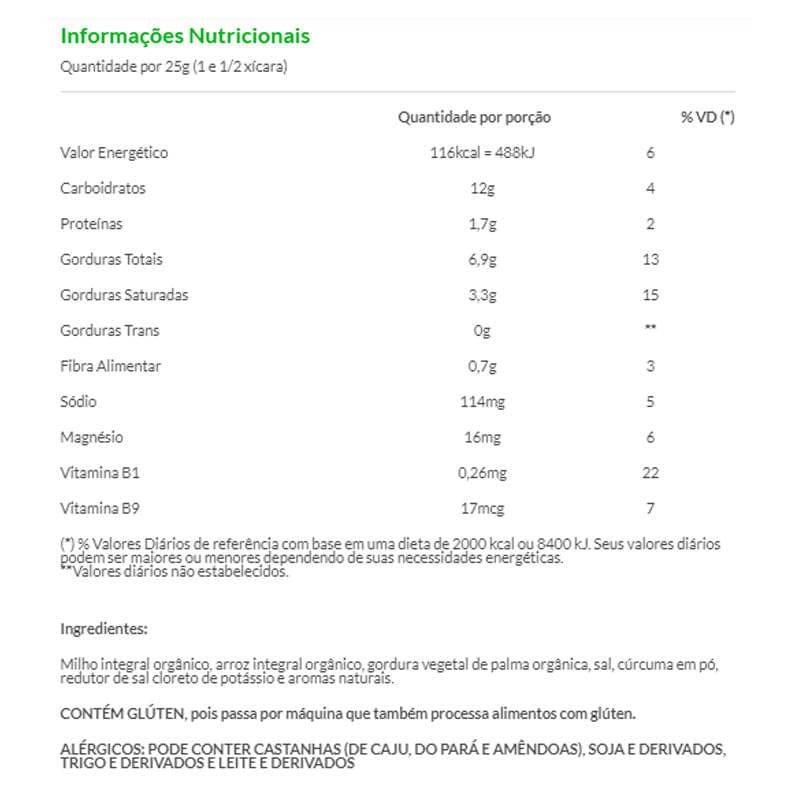Informações nutricionais