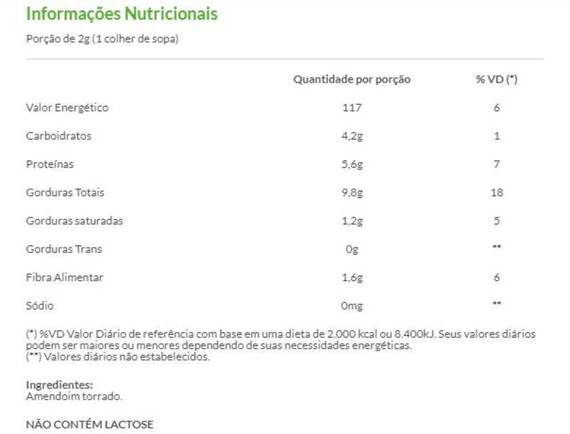 Informações nutricionais