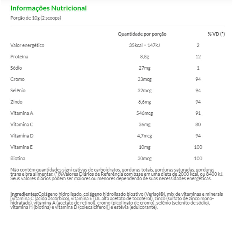 Informações nutricionais