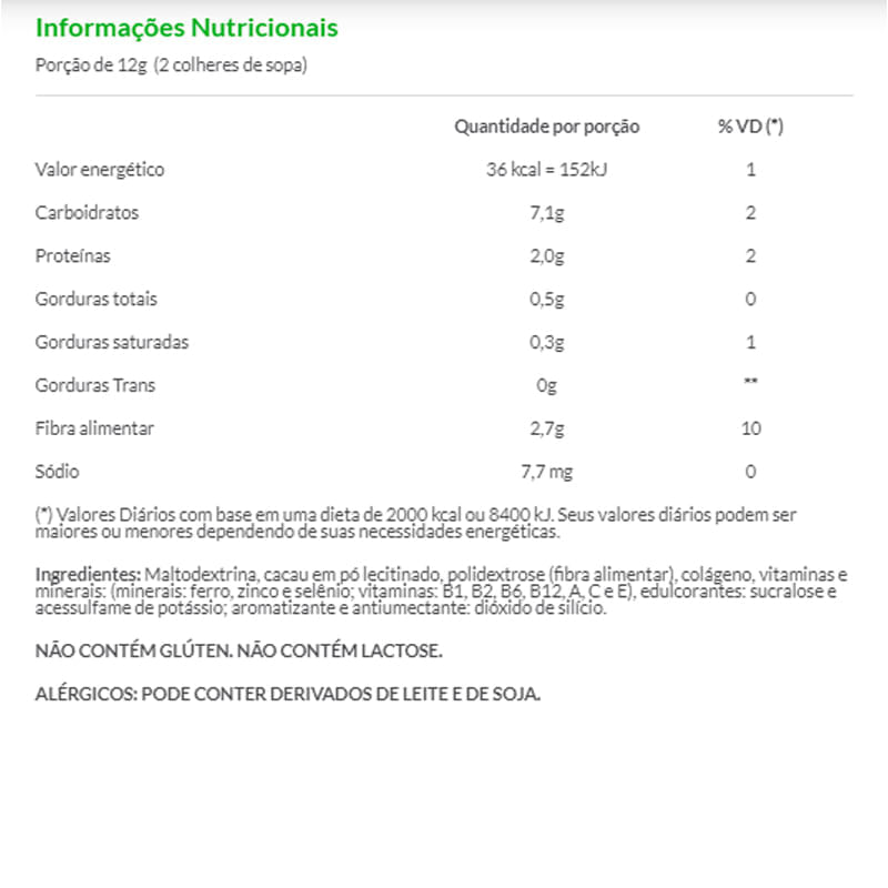Informações nutricionais