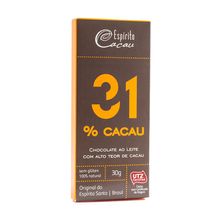 Tablete Chocolate 31% Cacau ao Leite 30g - Espírito Cacau