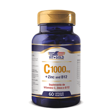 Vitamina C 1000mg Zinco e B12 Vitgold 60 cápsulas