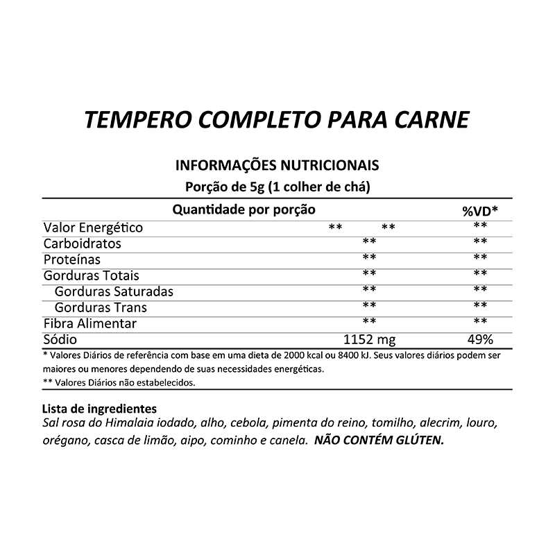 Informações nutricionais