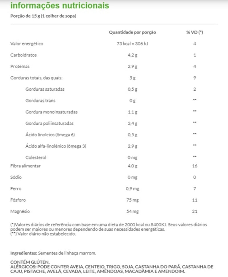 Informações nutricionais