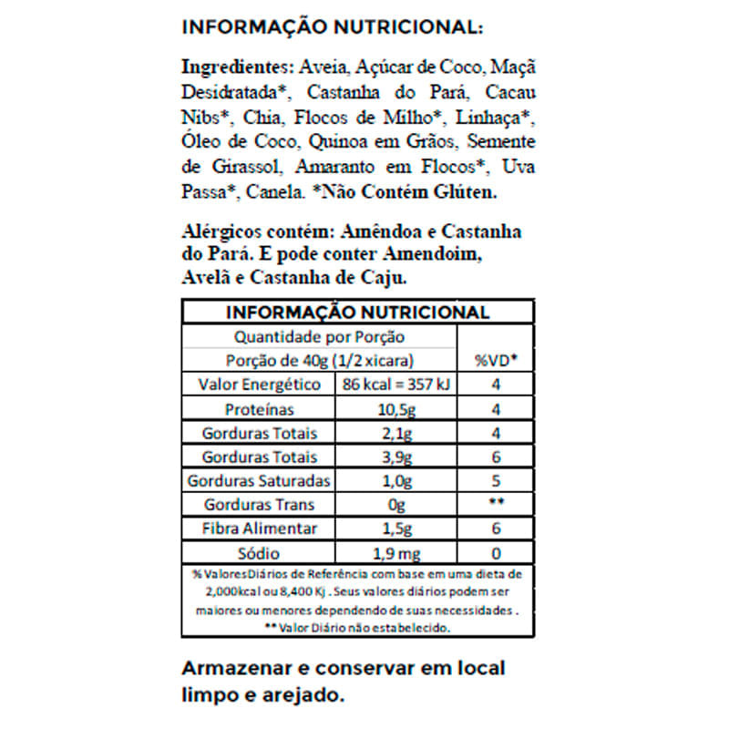 Informações nutricionais