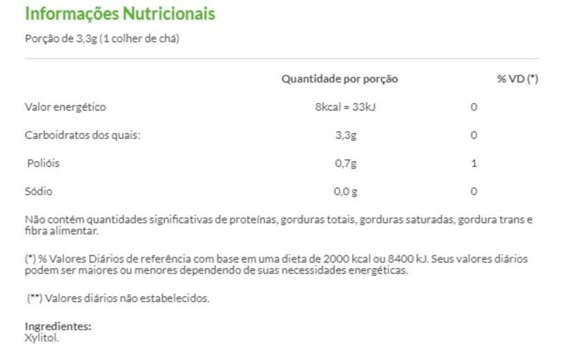 Informações nutricionais