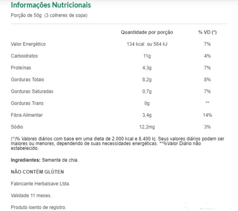 Informações nutricionais