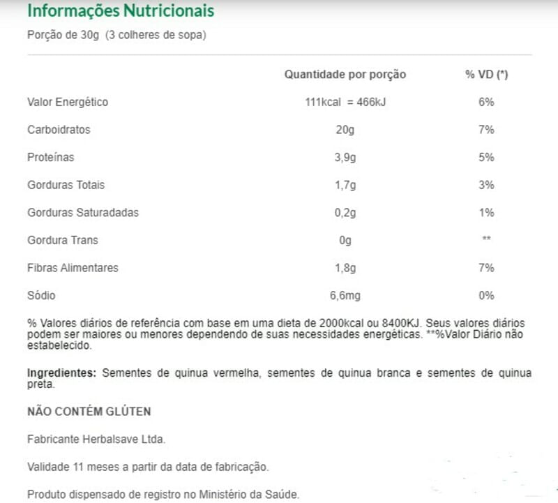 Informações nutricionais