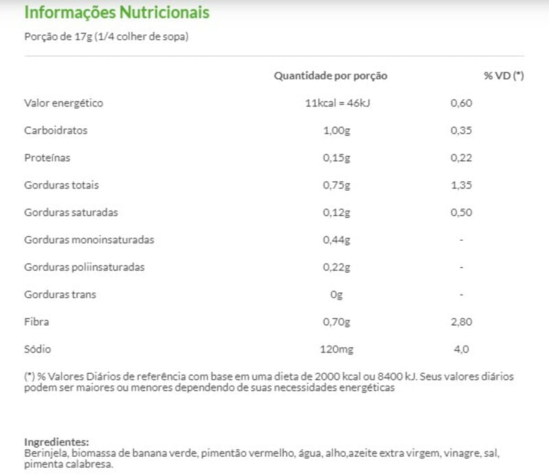 Informações nutricionais