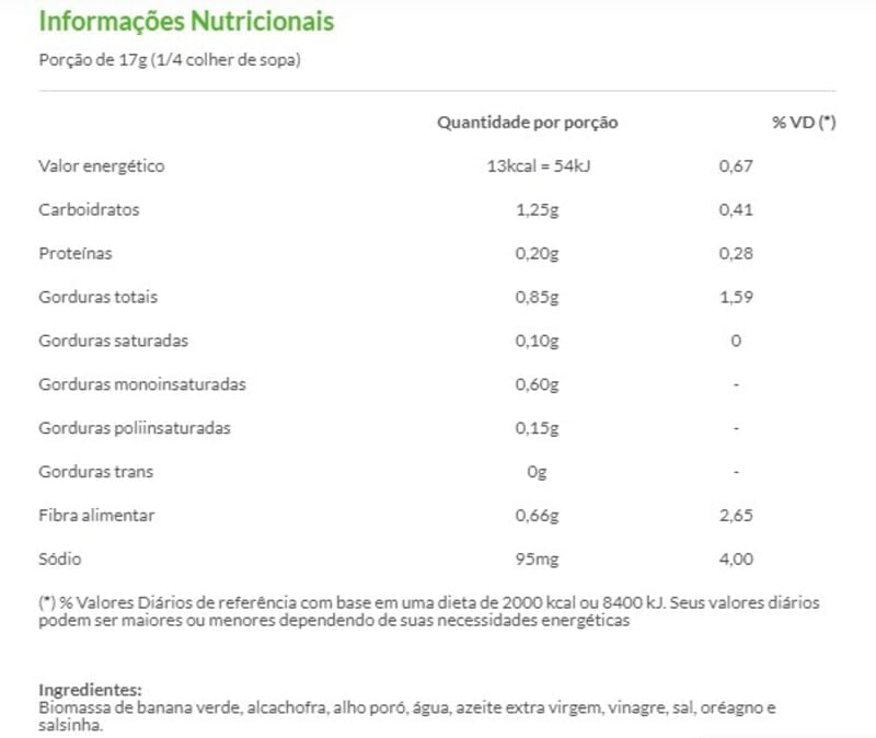 Informações nutricionais