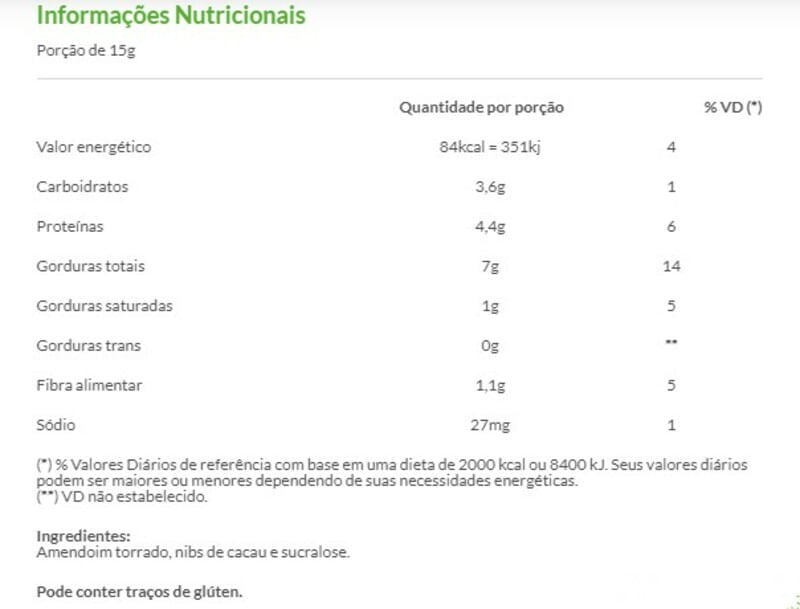 Informações nutricionais