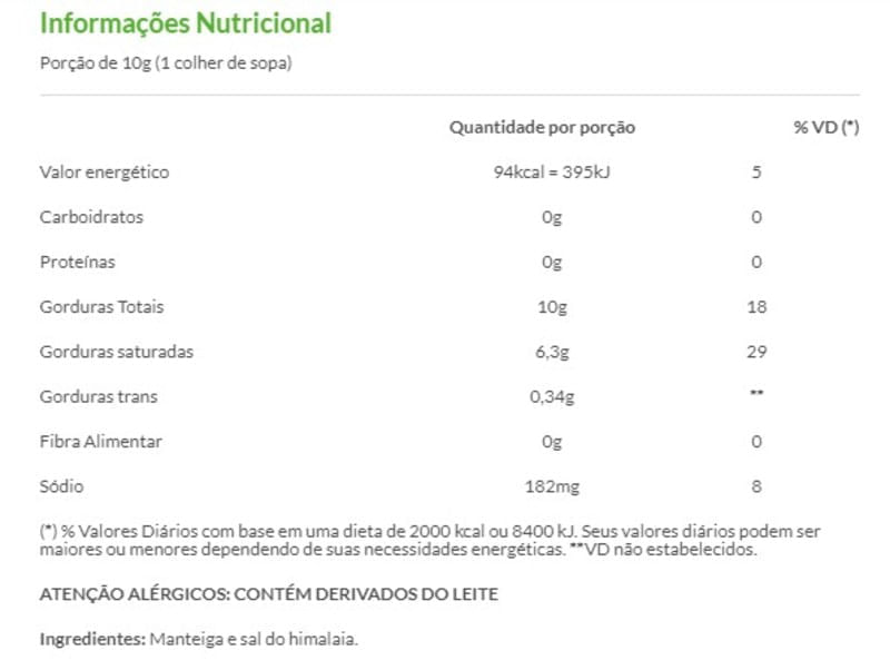 Informações nutricionais