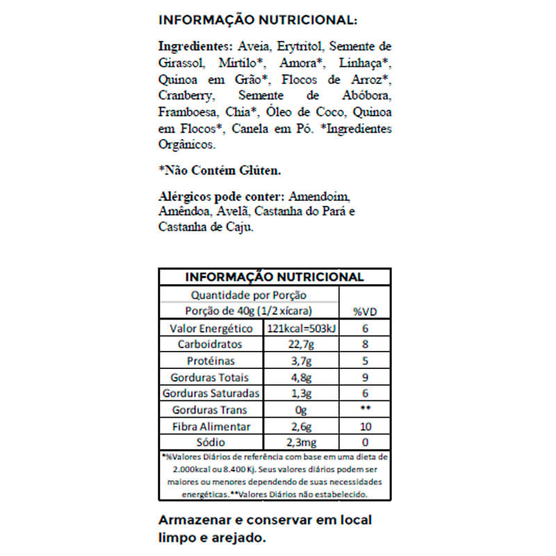 Informações nutricionais