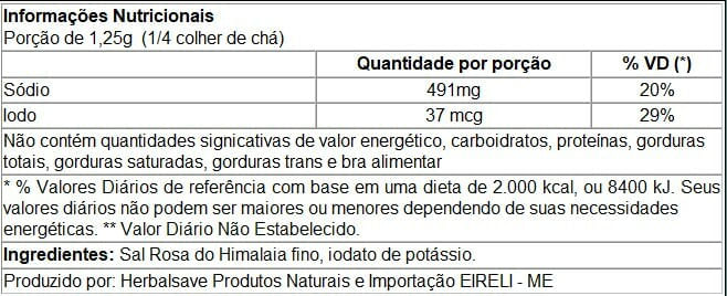 Informações nutricionais