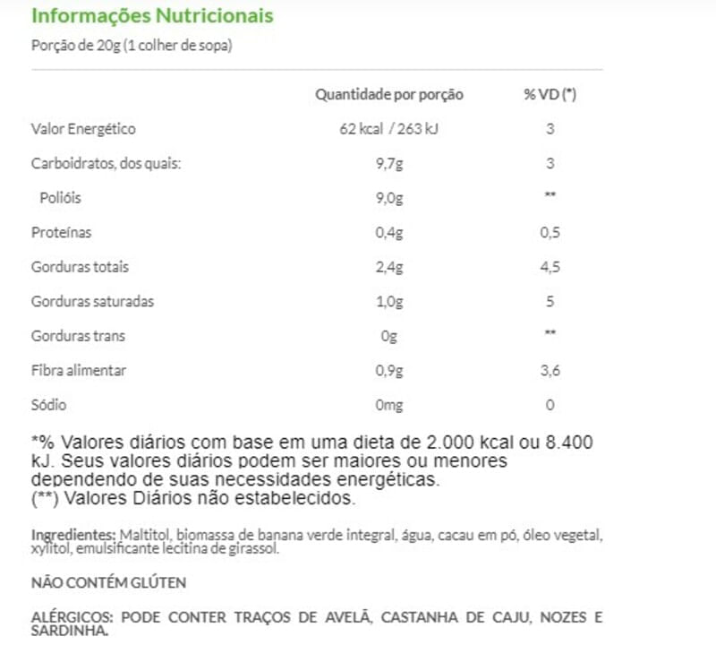 Informações nutricionais