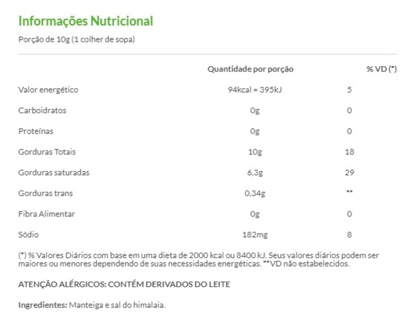 Informações nutricionais