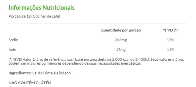 Informações nutricionais