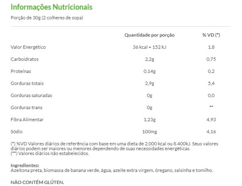 Informações nutricionais