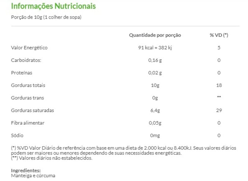 Informações nutricionais