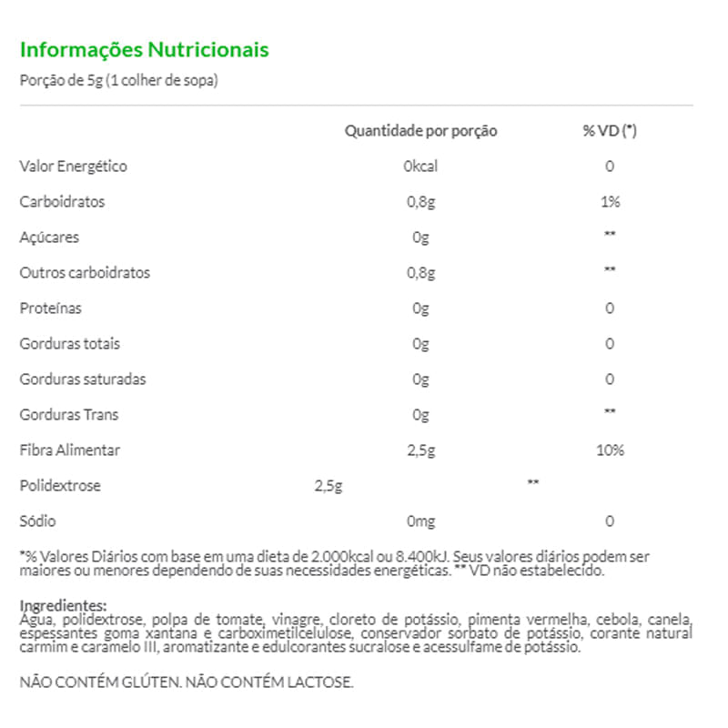 Informações nutricionais