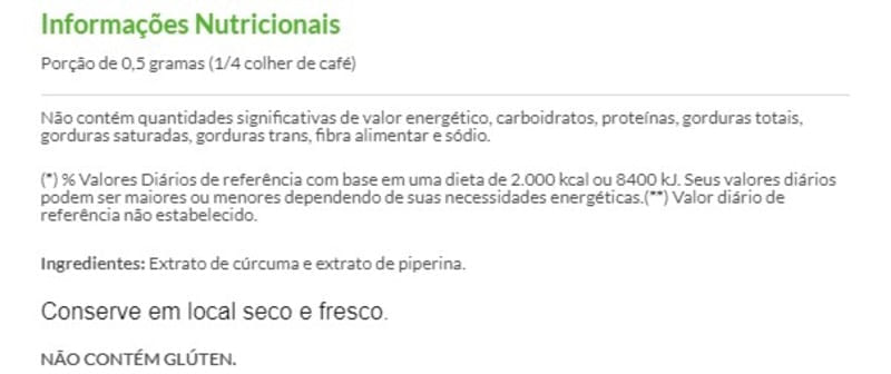 Informações nutricionais