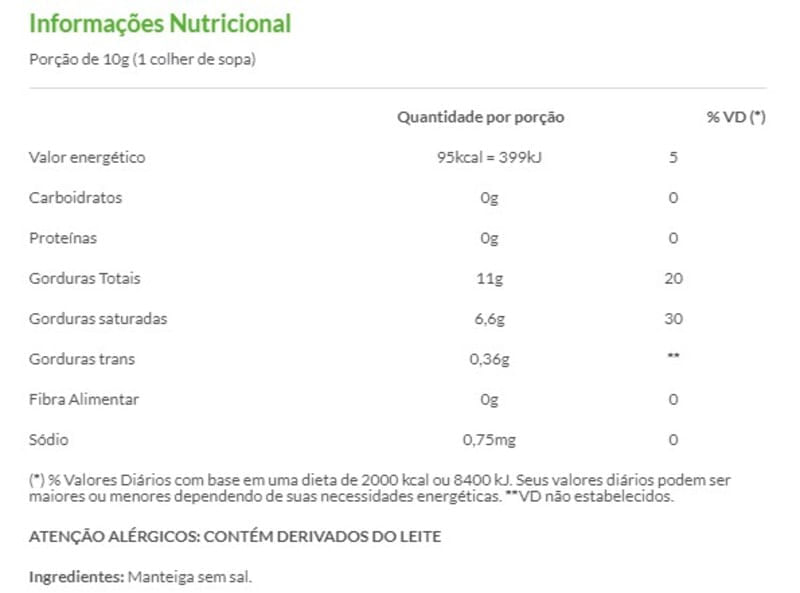 Informações nutricionais