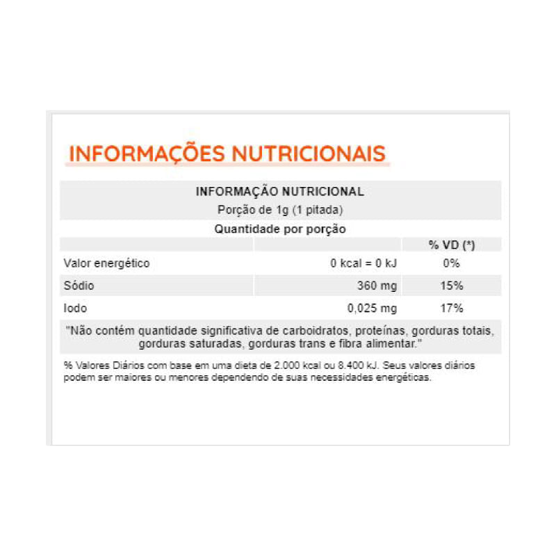 Informações nutricionais