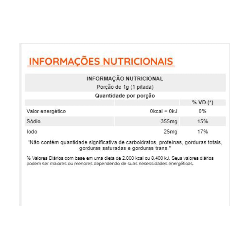 Informações nutricionais