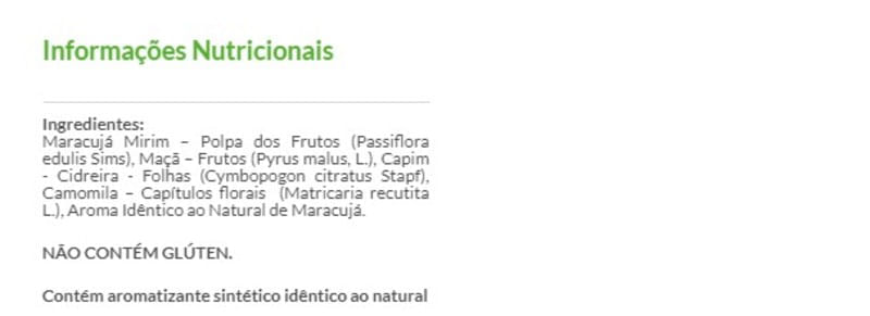 Informações nutricionais