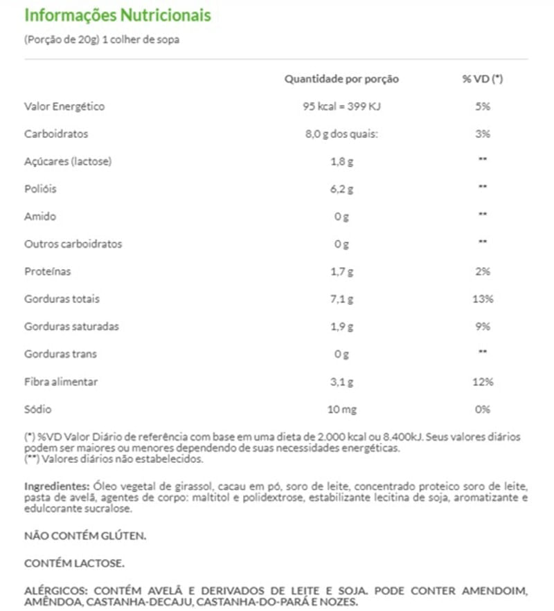 Informações nutricionais