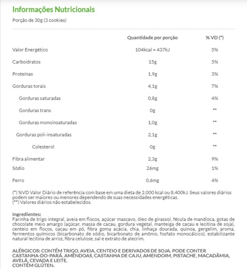 Informações nutricionais