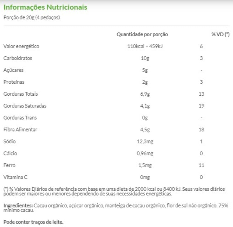 Informações nutricionais