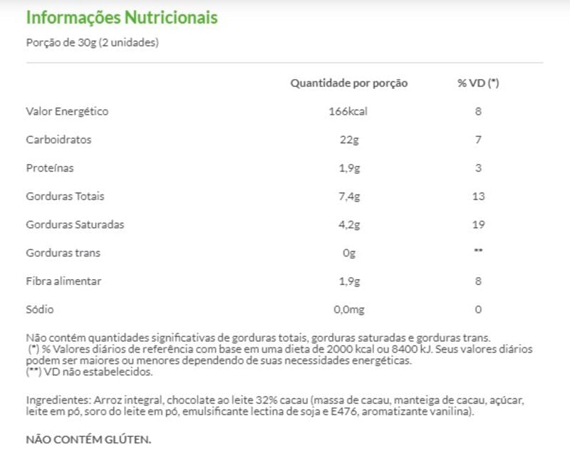 Informações nutricionais