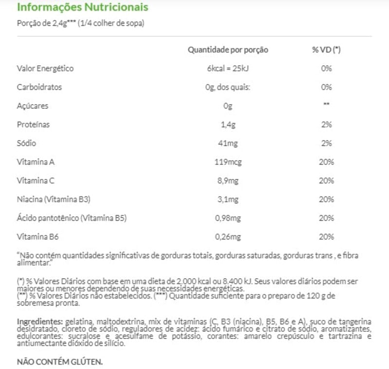 Informações nutricionais