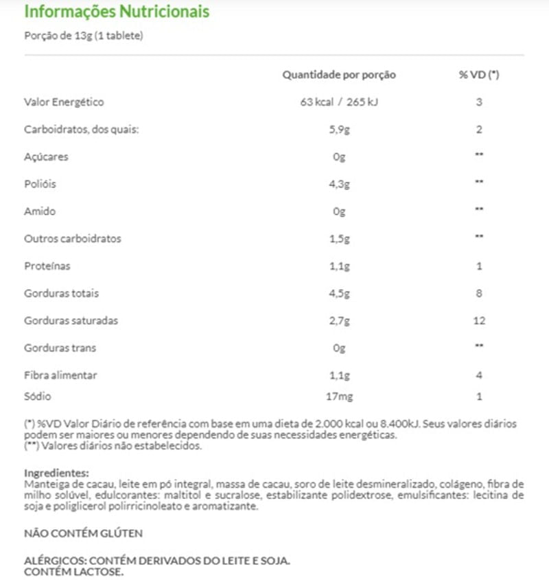 Informações nutricionais