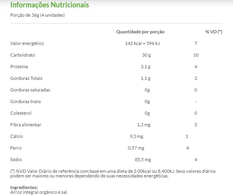 Informações nutricionais