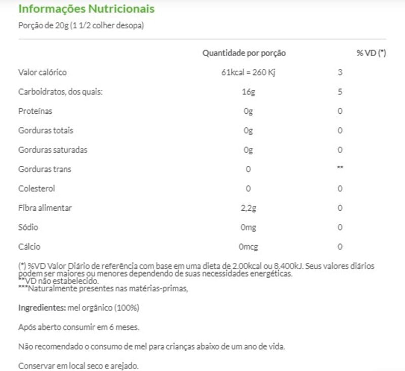 Informações nutricionais