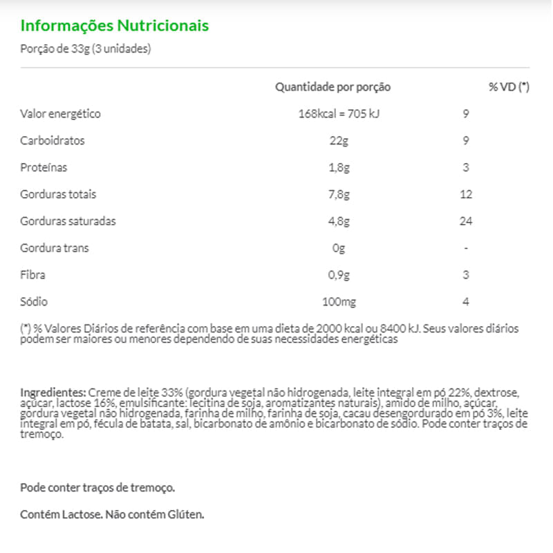 Informações nutricionais