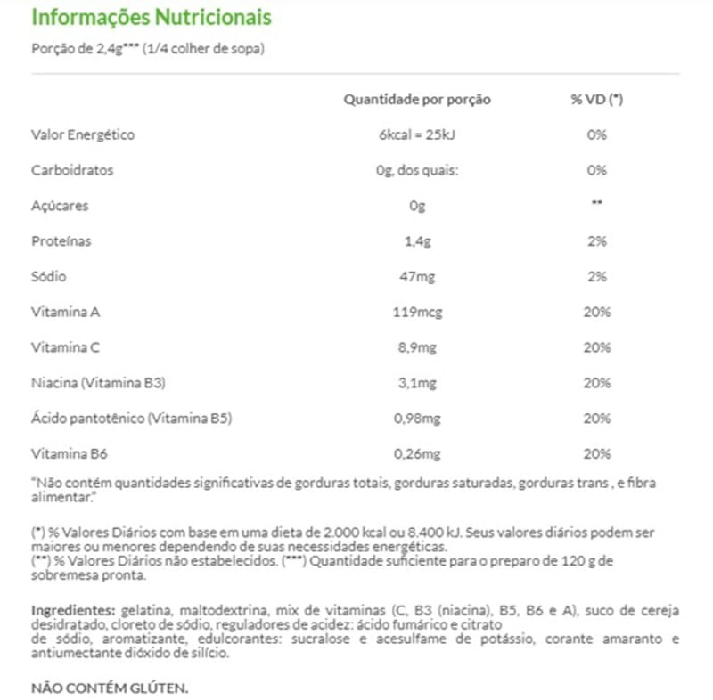 Informações nutricionais