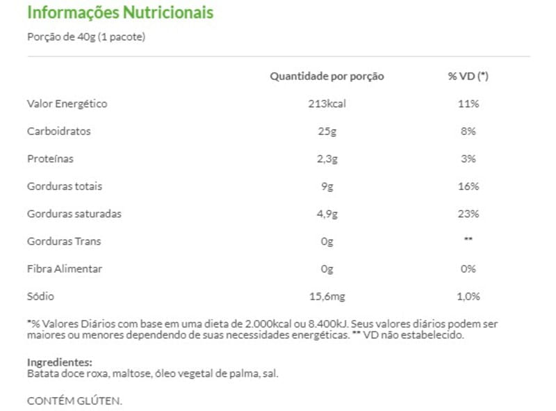 Informações nutricionais