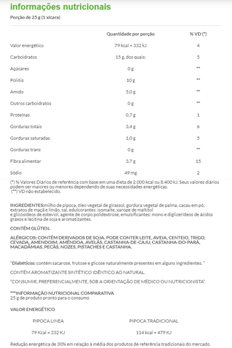 Informações nutricionais