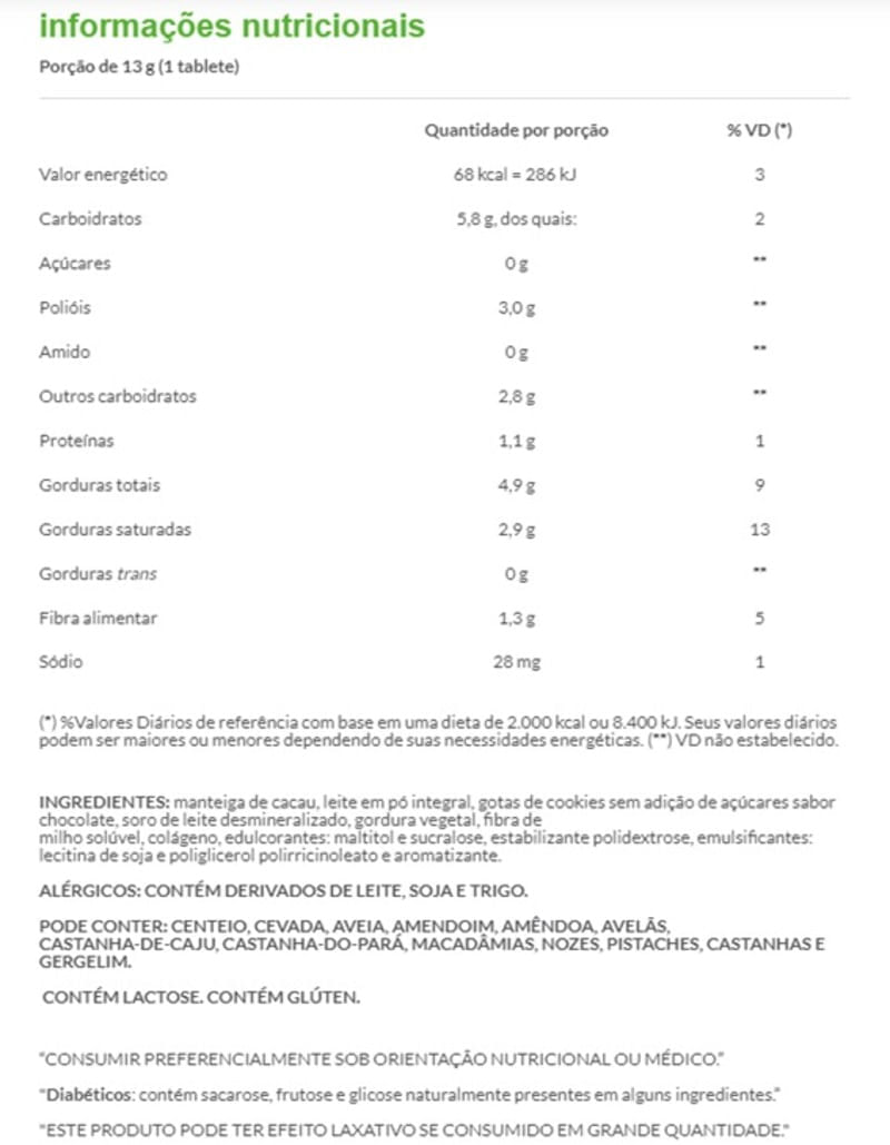 Informações nutricionais