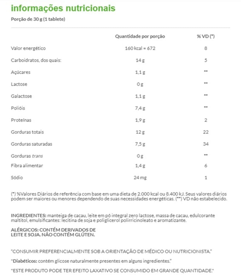 Informações nutricionais