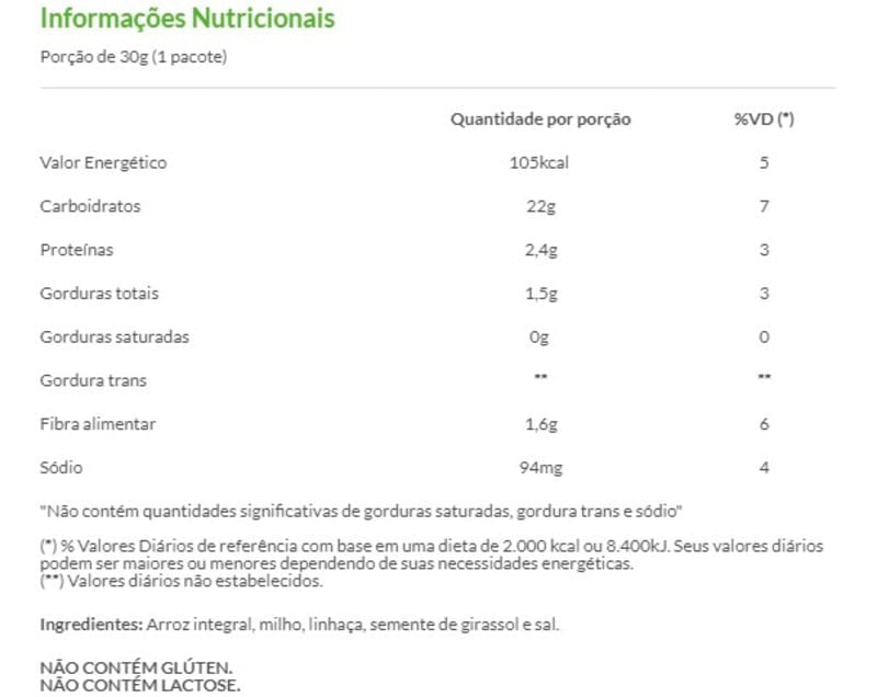 Informações nutricionais